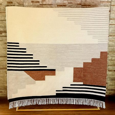 Minimalist Handmade Natural Cotton Dhurrie For Living Room